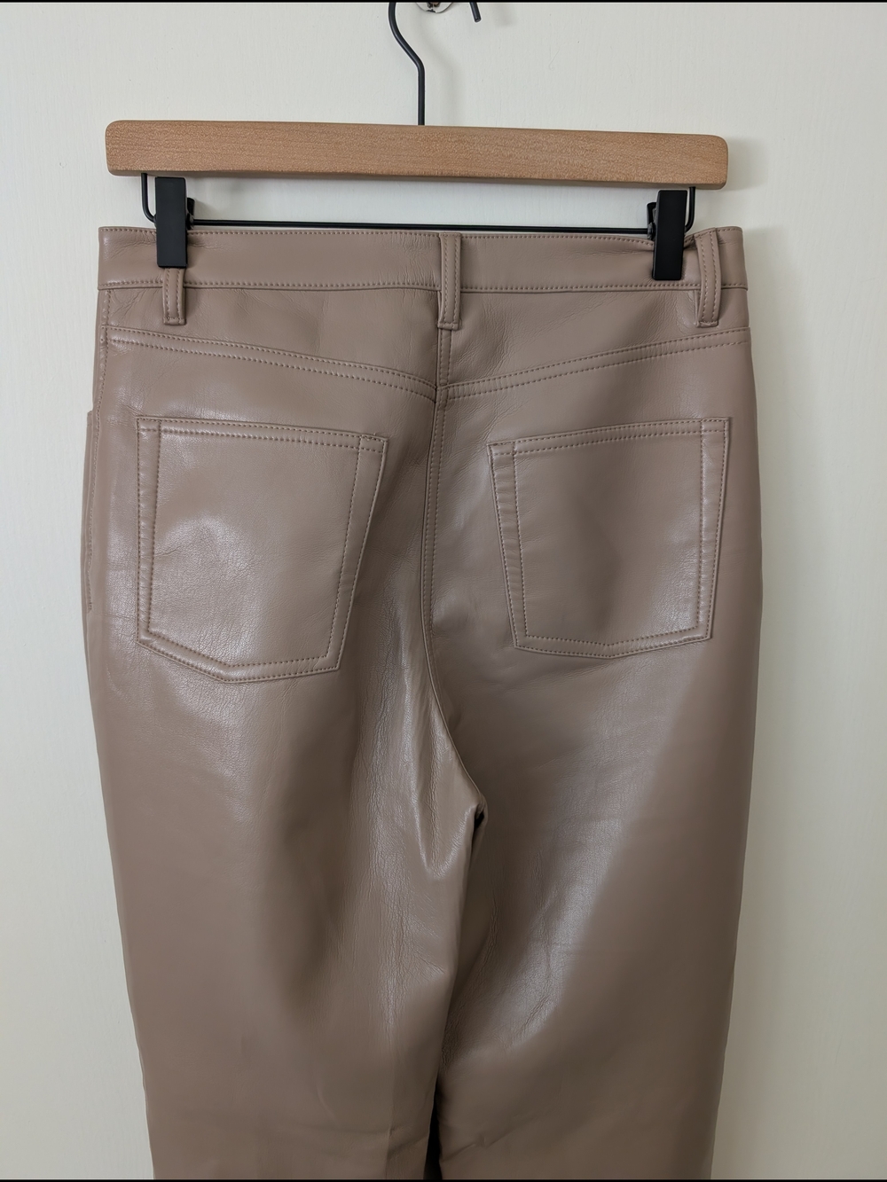 Aritzia Wilfred Womens 8 Brown Faux Leather Straight Leg Pants Classic Chic - Picture 6 of 8